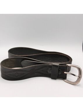 Canadian Made Black Embossed Genuine Leather Belt fits 36”-44” Waist